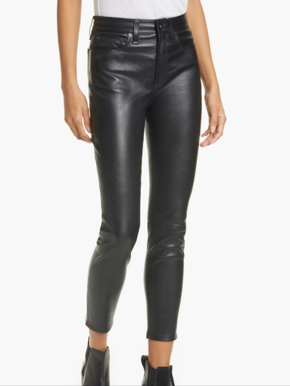 Rag & Bone Nina High Waist Skinny Leather Black Pants Sz 31/10